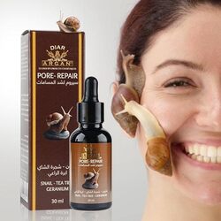 Moroccan Argan Pore Repair Serum, Snail Extracts, Tea Tree Oil, Geranium Oil, 30ml